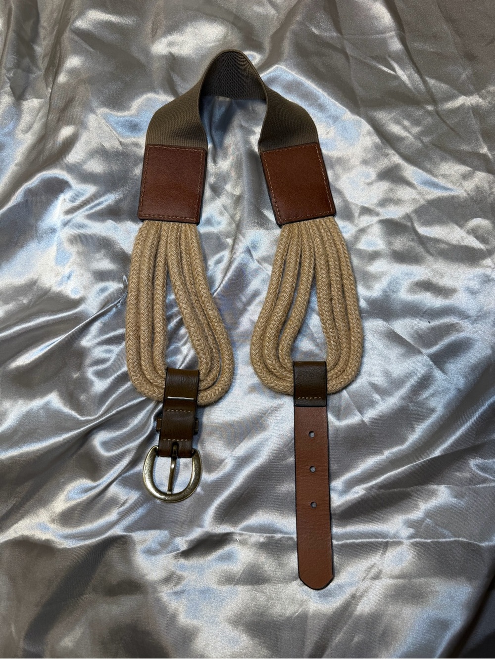Y2K Womens Stretch Woven Rope Belt Faux Leather Boho Braided Adjustable